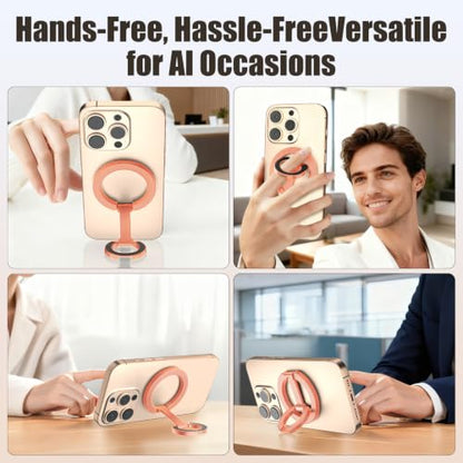 Magnetic Phone Ring Grip for MagSafe Compatible with iPhone Samsung (Gold) - color: Rose Gold
