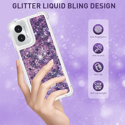 for Moto G Play 2024 Case with Screen Protector, Purple - color: Purple