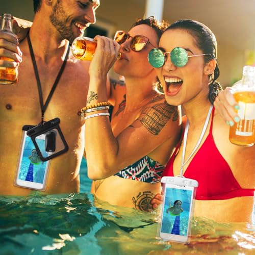 Relaxweex 4 Pcs Waterproof Phone Pouch and Cash ID Key Fob Cases Underwater Case Dry Bag with Lanyard Phone Holder Protector Vacation Beach Pool Travel