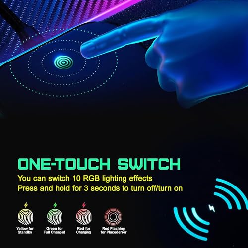 GIM Wireless Charging RGB Gaming Mouse Pad 15W, LED Mouse Mat 800x300x4MM, 10 Light Modes Extra Large Mousepad Non-Slip Rubber Base Computer Keyboard Mat for Gaming, MacBook, PC, Laptop, Desk（Sunset）