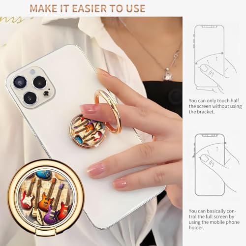 Cell Phone Ring Holder, Cute Metal Phone Grip Stand Finger Ring Kickstand, Flexible 360°Rotation Phone Tablet Case Accessories Compatible with Most Phones Colorful Electric Guitar - color: Colorful Electric Guitar