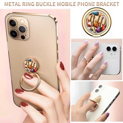 Cell Phone Ring Holder, Cute Metal Phone Grip Stand Finger Ring Kickstand, Flexible 360°Rotation Phone Tablet Case Accessories Compatible with Most Phones Colorful Electric Guitar - color: Colorful Electric Guitar