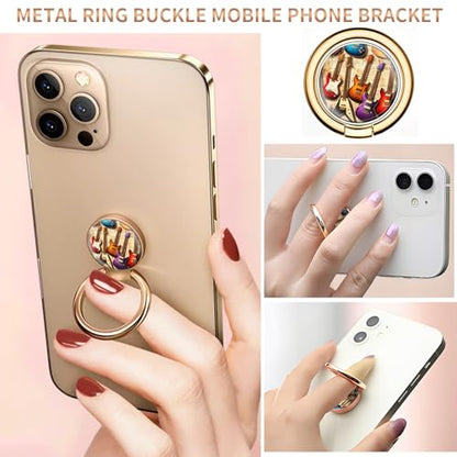 Cell Phone Ring Holder, Cute Metal Phone Grip Stand Finger Ring Kickstand, Flexible 360°Rotation Phone Tablet Case Accessories Compatible with Most Phones Colorful Electric Guitar - color: Colorful Electric Guitar
