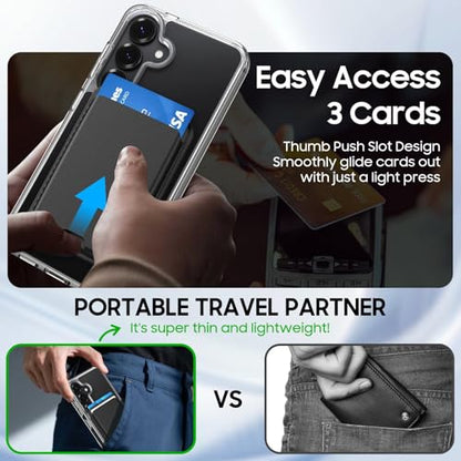 Magnetic for Samsung Galaxy S26 Wallet Case with Card Holder﻿ | Compatible with MagSafe, Shockproof Phone Cover with Detachable RFID Blocking Card Slot, Clear & Black - color: Clear with Black, size: S26 6.3"