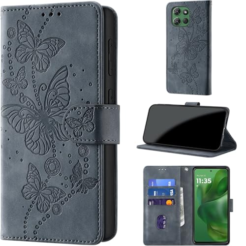 Case Wallet for Motorola Moto G Power 2025/ G Power 2026, Gray Purple | RFID Blocking, 3 Card Holder Stand, Shockproof TPU Shell, PU Leather Magnetic Closure, 6.8-inch - color: Gray Purple