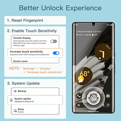 JETech TPU Screen Protector for Google Pixel 7 Pro, 2+2 Pack - size: Pixel 7 Pro