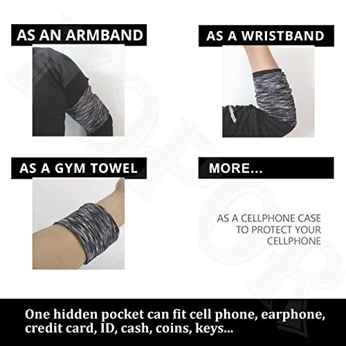 Medium Cell Phone Exercise Workout Jogging Running Walking Armband for Cellphone Keys Earphone Wrist Arm Band Sleeve Pouch Holder Pocket Fits iPhone 6 6S 7 8 X XR XS 11 12 Max Pro Plus STRONG ARM/Grey - color: F/Circumference11'' for strong arm/Grey