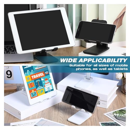 Wonderjune 12 Pcs Cell Phone Stand Adjustable Holder for Desk, White,Black