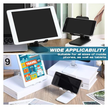 Wonderjune 12 Pcs Cell Phone Stand Adjustable Holder for Desk, White,Black