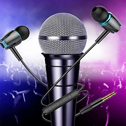 Wired Headphones with Microphone Pack of 6, in-ear Earbuds 3.5mm(Black) - color: Black