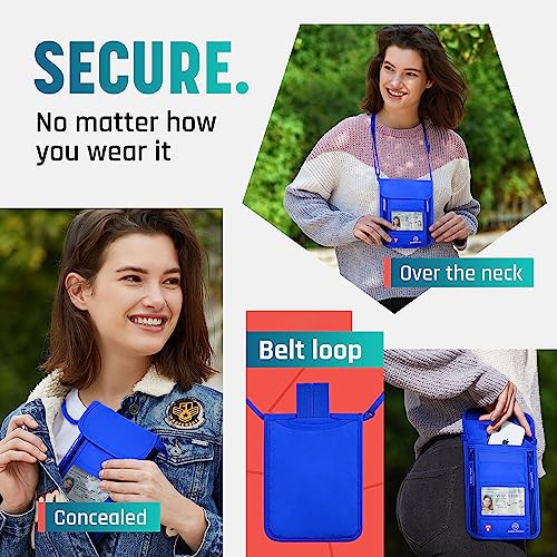 Neck Wallet, Travel Pouch For Passport Holder And Documents, Travel Neck Wallet For Traveling Women. - color: Blue
