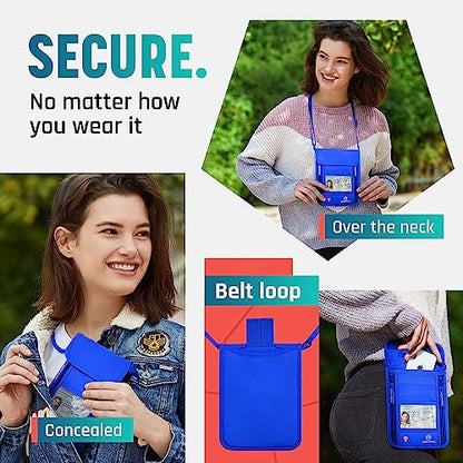 Neck Wallet, Travel Pouch For Passport Holder And Documents, Travel Neck Wallet For Traveling Women. - color: Blue