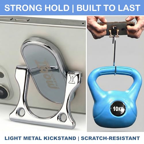Patented 3-Finger Phone Grip & Stand - Comfortable & Secure Loop Holder for iPhone & Android - Ultra-Slim Zinc Alloy - Magnetic Mount Ready - Cell Phone Ring Alternative [Silver Chrome] - color: Silver