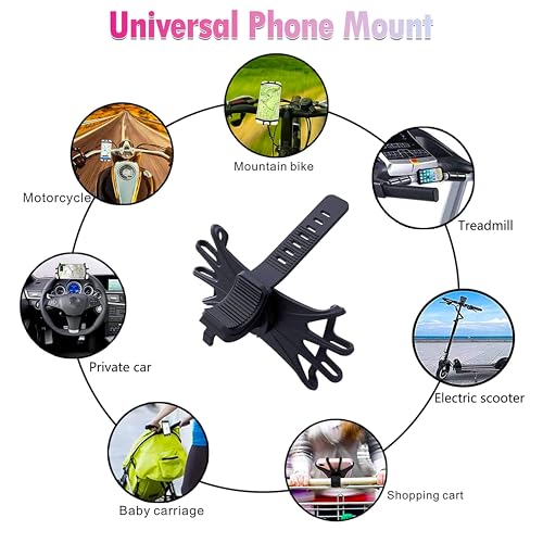 Bike Phone Mount Universal, 360°Rotation Silicone Bicycle Phone Holder Phone Holder for Bike Mount Compatible, for 4.7-6.9 Inches Phones, Easy Installation (2, Black)