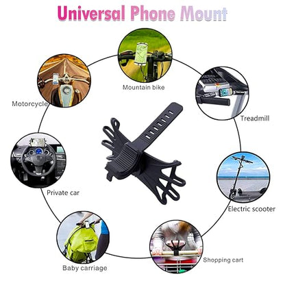 Bike Phone Mount Universal, 360°Rotation Silicone Bicycle Phone Holder Phone Holder for Bike Mount Compatible, for 4.7-6.9 Inches Phones, Easy Installation (2, Black)