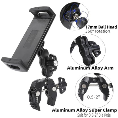 Tablet Holder for Microphone Stand/Treadmill/Spin Bike/Stroller/Golf Cart/Handlebar/Stationary Bike, Phone iPad Holder Mount for iPad Pro 12.9, Galaxy Tabs, iPhone(4.7-13”)