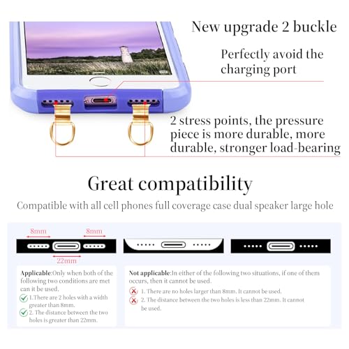 2 Pcs 2 Way Cell Phone Tether Tab, Metal Double Head Cellphone Lanyard Patch Strap Insert Phones Lanyard Tab Remote Control Tether Phone Case Lanyards With Adhesive Only for Case with Dual Holes