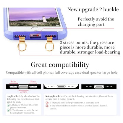 2 Pcs 2 Way Cell Phone Tether Tab, Metal Double Head Cellphone Lanyard Patch Strap Insert Phones Lanyard Tab Remote Control Tether Phone Case Lanyards With Adhesive Only for Case with Dual Holes