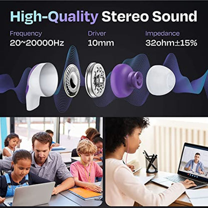 JustJamz Pearl White Bulk Earbuds 30 Pack – Wired Earphones 3.5mm Jack | Disposable Headphones for Classroom, Kids, Home & Family | Ear Buds Bulk
