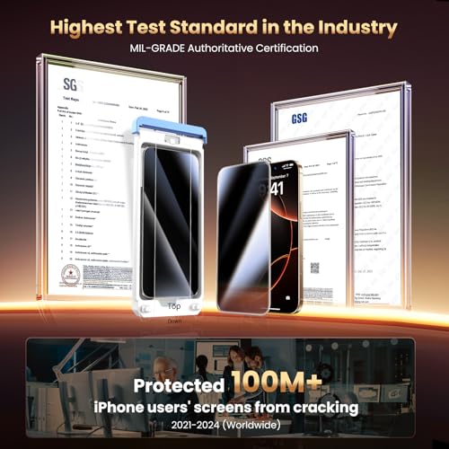 Uyiton 3D Full Glue Privacy Screen Protector for iPhone 16 Pro Max - size: iPhone 16 Pro Max