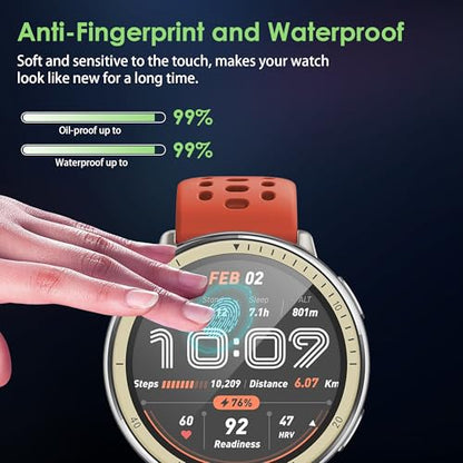 Compatible for Amazfit Active 2 screen protector, Anti-Scratch 3D Full Screen Coverage flim, Case Friendly, HD Ultra, 3 PACK - size: Amazfit Active 2