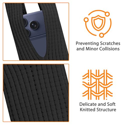 SOULWIT Knitted Phone Pocket Pouch (Long-Black) - color: Black, size: Long (31.5″)
