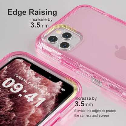 Follaroma for iPhone 11 Pro Max Case, 6.5 inch, Crystal Pink | Heavy Duty Shockproof Protection Phone Cases, Anti-Drop, Military Grade Dual Layer Transparent Rugged Protective Cover - color: Pink, size: iPhone 11 Pro Max 6.5‘’