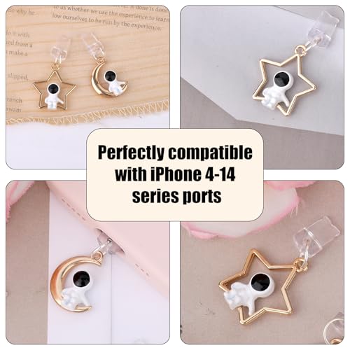Penitue 4pcs Phone Dust Plug Charms, Creative Charging Port Dust Plug Cover - style: Astronaut Style