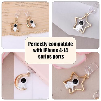 Penitue 4pcs Phone Dust Plug Charms, Creative Charging Port Dust Plug Cover - style: Astronaut Style