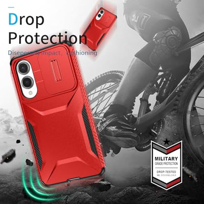 Asuwish Phone Case for Samsung Galaxy S25 Edge 5G with Screen Protector and Slide Camera Cover Rugged Hybrid Shockproof Protective Cell Accessories S25Edge 25S S 25 25Edge 6.66 2025 Women Men Red - color: Red