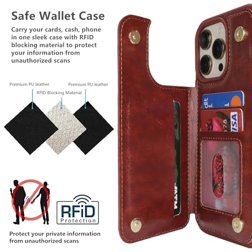 iCoverCase Compatible with iPhone 13 Pro Max Phone Case with Card Holder, Wallet Case for Women Men RFID Blocking PU Leather Protective Case 6.7 Inch (Dark Brown) - color: Dark Brown