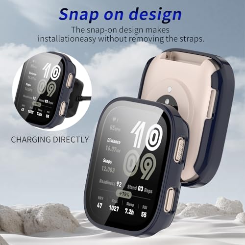 2 Pack for Amazfit Bip 6 Screen Protector Case - color: Navy Blue+Navy Blue