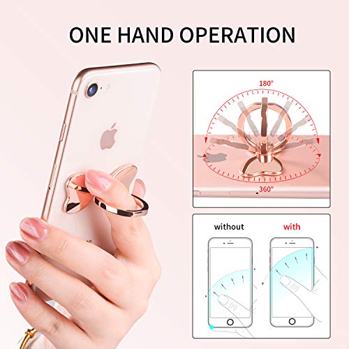 PZOZ Metal Cell Phone Finger Ring Stability Holder Back Stand Collapsible Hand Grip Knob Loop Car Mount Hook Kickstand 360 for iPhone Samsung Galaxy Mobile Cute Accessories (Rose Gold) - color: Rose Gold