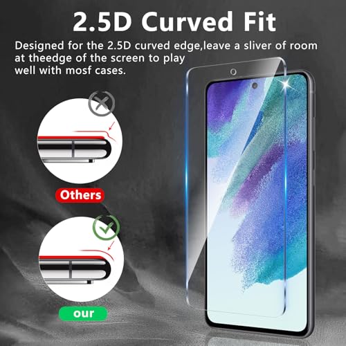 3 Pack Screen Protector Designed for Samsung Galaxy S21 FE with 3 Pack Tempered Glass Camera Lens Protector,Ultra HD Clear,9H Hardness,Easy Install - Case Friendly,Scratch Resistant - color: Galaxy S21 FE 33