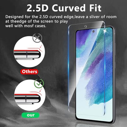 3 Pack Screen Protector Designed for Samsung Galaxy S21 FE with 3 Pack Tempered Glass Camera Lens Protector,Ultra HD Clear,9H Hardness,Easy Install - Case Friendly,Scratch Resistant - color: Galaxy S21 FE 33