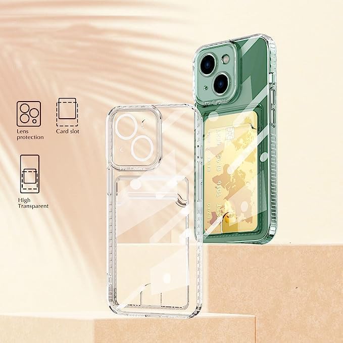 Compatible with iPhone 17 Pro Max Case with Card Holder, Clear Card Slot case, Ultra-Thin, Soft, Shockproof, Credit Card Protective Cover - size: iPhone 17 Pro Max