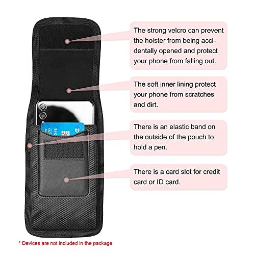 Vertical Nylon Cell Phone Holster Case with Belt Clip & Hook - XXL - size: XXL