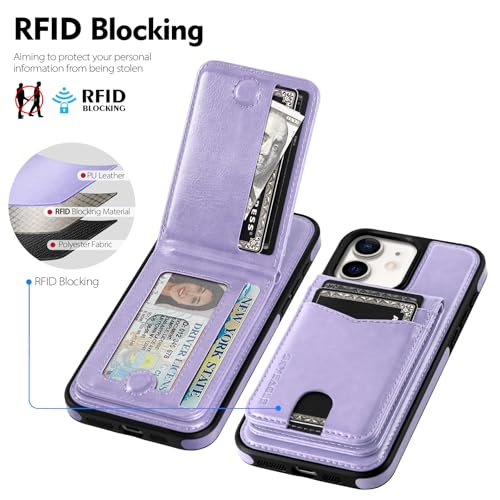 SkyEagle Compatible with MagSafe iPhone 11 Wallet Case,Light Purple - color: Light Purple, size: iPhone 11 - 6.1"
