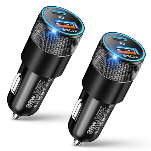 USB C Car Charger, 2 Pack 38W Dual Ports USB-C & USB-A Car Charger Adapter - color: 2-Pack