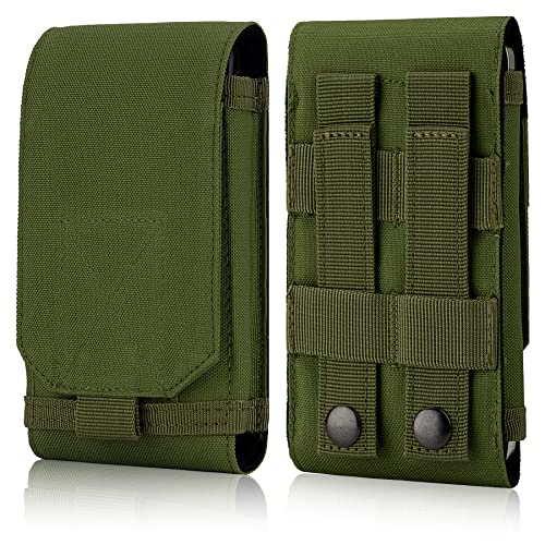 Tactical Molle Phone Holster Pouch, Universal Belt Waist Bag for iPhone 17 Pro Max/17 Pro/17/16 Pro Max/15 Pro Max/14 Pro Max/13/12, Samsung S25 Ultra/S24/S23, Size L - color: Green(1 Pack)