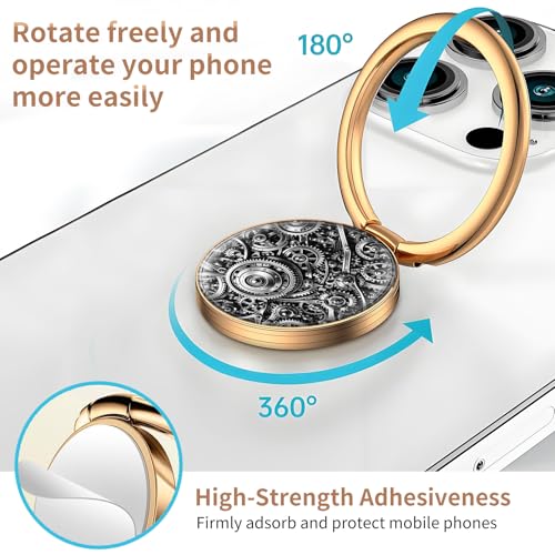 Cell Phone Ring Holder, Cute Metal Phone Grip Stand Finger Ring Kickstand, Flexible 360°Rotation Phone Tablet Case Accessories Compatible with Most Phones Silvery Gear Pattern - color: Silvery Gear Pattern