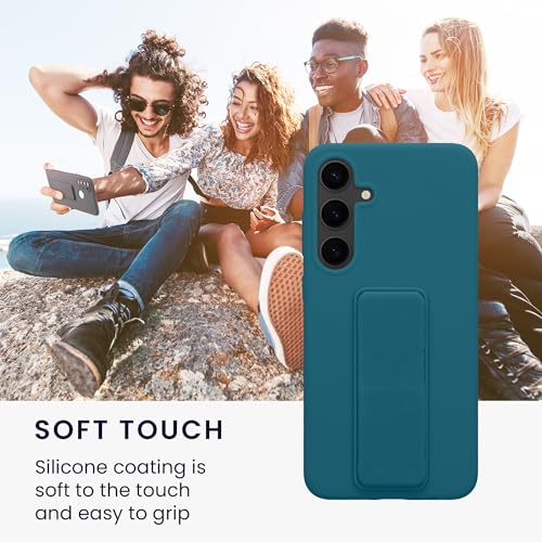 kwmobile Case for Samsung Galaxy S24 Plus Case - Soft TPU Cover with Silicone Coating - with Hand Strap and Stand Function - Shockproof - Teal Matte - color: teal matte, size: Galaxy S24 Plus