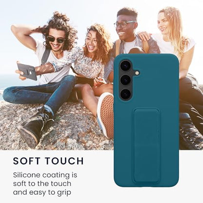 kwmobile Case for Samsung Galaxy S24 Plus Case - Soft TPU Cover with Silicone Coating - with Hand Strap and Stand Function - Shockproof - Teal Matte - color: teal matte, size: Galaxy S24 Plus
