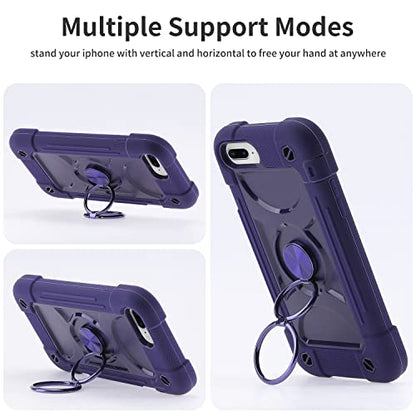 MARKILL Compatible with iPhone Case with Ring Stand, Heavy-Duty Military Grade Shockproof Phone Cover (Deep Purple, iPhone SE 3rd/2nd/iPhone 8/7/6S/6) - color: Deep Purple, size: iPhone SE 3rd/2nd/iPhone 8/7/6S/6