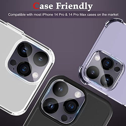 WHPXJY 3-Pack Camera Lens Protector Compatible for iPhone 14 Pro/14 Pro Max Tempered Glass, Ultra HD, Anti Scratch, Easy to Install, Case Friendly, with Night Circle - color: for iPhone 14 Pro/14 Pro Max