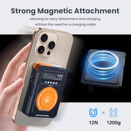 10000mAh for Magsafe Portable Charger Power Bank Built in Cables&Wall Plug - color: Blue orange