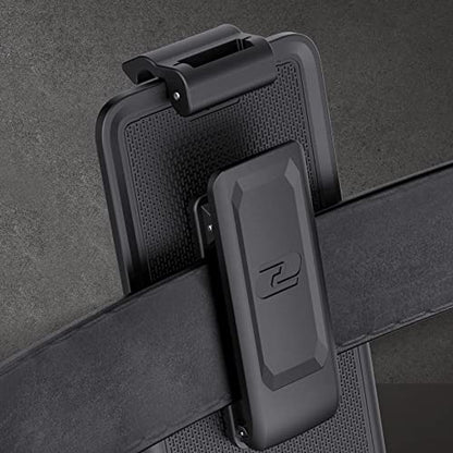 Encased Thin Armor Designed for iPhone 14 Belt Clip Case, Slim Fit Phone Case with Holster (Matte Black) - size: iPhone 14