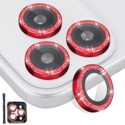 Camera Lens Protector for iPhone 17 Pro/17 Pro Max, Glitter Red - color: Glitter Red