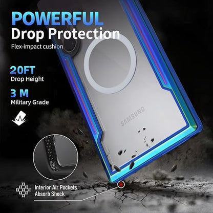 for Samsung Galaxy S26 Ultra Phone Case, Compatible with MagSafe,[20FT Mil-Grade Drop Protection], Durable Anodized Shockproof Aluminum Frame Slim,Iridescent - color: S26 ULTRA Gilded Blue