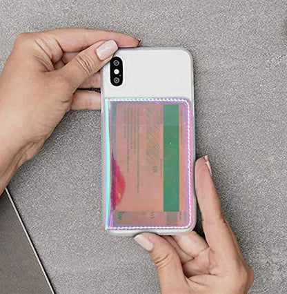 CheapSunday ID Card Holder for Back of Phone Leather Phone Wallet Stick On with Stand Flip Waterproof Leather Adhesive Wallet for Most Cellphones (Transparent) - color: Transparent